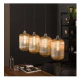 Mylights Balcamlı Dörtlü Siyah Kaplama 120 Cm Taban Vintage Sıralı Masa Üstü Avize