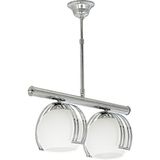 Mylights Krom Ikili Sıralı Metal Krom Avize Opal Cam - Ahşap - 1