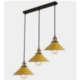 Mylights Masa Üstü Sıralı Üçlü Avize Sarı Başlık 60 Cm En Masa Üstü