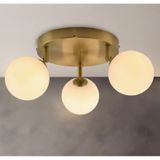 Mylights Mat Altın Eskitme Gövde 3 Lü Mat Opal Beyaz Cam Küre Top Tavan Avize Modern Ve Şık Tasarım Mat Altın