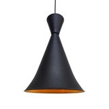 Mylights Metal Sarkıt Avize Siyah İçi Altın Konik Sarkıt