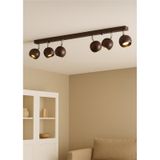 Mylights Modern 6 Lı Gu10 Kahverengi Küre Spot Avize Krom Mafsallı Tasarruflu Led Ampul Os Ram Kahve Siyah
