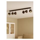 Mylights Modern 6’lı GU10 Kahverengi Küre Spot Avize Krom Mafsallı Tasarruflu LED Ampul Os Ram