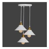 Mylights Retro Mat Beyaz Ve Eskitme Üçlü Metal Sarkıt Avize 40 Cm En E27 Duylu
