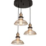 Mylights Retro Rustik Füme Camlı Üçlü Sarkıt Avize Rustik Avize