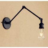 Mylights Retro Rustik Mat Siyah Metal Akrobat Okuma Lambası Aplik