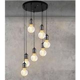 Mylights Retro Rustik Metal Sarkıt Avize 7 Li Siyah Taban Gümüş Duy 30 Cm Taban