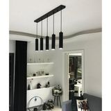 Mylights Retro Rustik Sıralı Masa Üstü Beşli Sarkıt Avize GU10 LED Ampul. Gün Isigi Dahildir - Ahşap