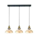 Mylights Retro Rustik Sıralı Üçlü Bal Camlı Sarkıt Masa Üstü Avize 60 cm En - Ahşap - 1