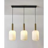 Mylights Retro Rustik Sıralı Üçlü Opal Camlı Sarkıt Masa Üstü Avize 60 Cm En