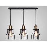 Mylights Retro Rustik Üçlü Masa Üstü Avize En 60 cm Kafes Sarkıt - Ahşap - 1