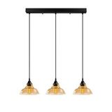Mylights Retro Rustik Vinatge Sıralı Masa Üsütü Üçlü Avize Bal Camlı 60 Cm En Camlar 20 Cm