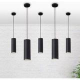 Mylights Retro Siyah GU10 Duylu LED Sarkıt Metal Sarkıt Avize Masa Üstü Sarkıt Ampul Dahildir - Ahşap