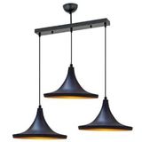 Mylıghts Retro Sıyah Icı Sarı Metal Sarkıt Avıze 3Lu Sıralı Masa Ustu 60 Cm