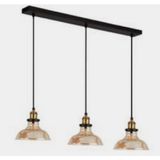 Mylights Retro Üçlü Masa Üstü Vintage Rustik Camlı Avize 100 cm Kasa - Ahşap
