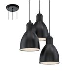 Mylights Retro Üçlü Metal Sarkıt Avize Siyah İçi Beyaz Sarkıt