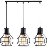 Mylights Retro Vintae Rustik Masa Üsütü Üçlü Kafes Avize En 60 cm - Ahşap - 1