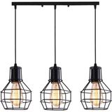 Mylights Retro Vintae Rustik Masa Üsütü Üçlü Kafes Avize En 60 cm MYL002405 - Siyah - 3