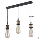 Mylights Retro Vintage Rustik Masa Üsütü Sıralı 60 cm Üçlü Sarkıt Avize - Ahşap - 1