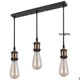 Mylights Retro Vintage Rustik Masa Üsütü Sıralı 60 Cm Üçlü Sarkıt Avize