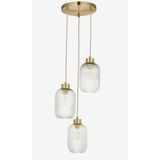 Mylights Rustik 3 lü şeffaf cam üçlü Bal Cam avize Rustik Vintage modern şık salon avize otel masaüstü kafe yatak odası mat gold altın detaylı avize - Renkli