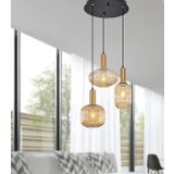 MYLİGHTS RUSTİK ÜÇLÜ CAMLI VİNTAGE RETRO AVİZE