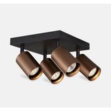 Mylights Siyah Gövde Kahverengi Hareketli Başlık Metal 4’lü Dörtlü LED Spot Tavan Avize Modern GU10 Tasarufflu Osram Marka Ampül Salon Otel Mutfak Kafe