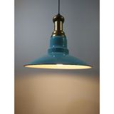Mylights Turkuaz Yeşil Metal Sarkıt Vintage Avize Bronz Askılı - Ahşap - 1