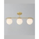 Mylights Üçlü Antik Eskitme Opal Camlı Plofonyer Avize Modern Spor Avize - Renkli
