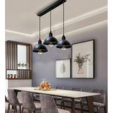Mylights Üçlü Eskitme Kaplama 95 Cm Taban Vintage Sıralı Masa Üstü Avize Siyah