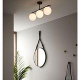 Mylights Üçlü Mat Siyah Opal Camlı Plofonyer Avize Modern Spor Avize - Renkli
