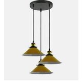 Mylights Üçlü Sarı Başlıklı Avize Saloın Avize Oturma Odası Avize Spor Avize Kodern Avize