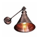 Mylights Vintage Rustik Bakır Eskitme Fırcalanmış Huni Aplik Çift Mafsalı