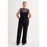 MYLİNE Dantel Detaylı Siyah Bluz