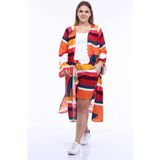Myline Kuşaklı Uzun Kimono - 40 - Çok Renkli