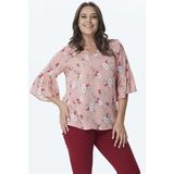Myline V Yaka Kolları Fırfırlı Bluz - Kırmızı - 44