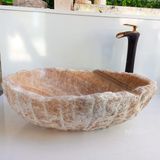 Mym Bal Onyx Mermer Doğal Kayık Lavabo - Parlak Altın