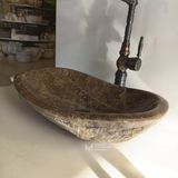 Mym Dark Emperador Dışı Patlatma Mini Kayık Lavabo - Kahverengi