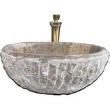 Mym Gümüş Traverten Dışı Dikey Patlatma Lavabo