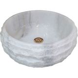 Mym Kristal Beyaz Mermer Dışı Yatay Patlatma Bombeli Lavabo