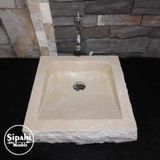 Mym Mermer Yapı Market Bej Mermer Dışı Patlatma Kare Lavabo
