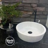 Mym Mermer Yapı Market Beyaz Mermer Silindir Çanak Lavabo