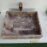 Mym Mermer Yapı Market Gümüş Traverten Gizli Giderli Tasarım Lavabo
