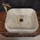 Mym Mermer Yapı Market Gümüş Traverten Kare Lavabo