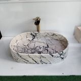 Mym Mermer Yapı Market Menekşe Mermer Gizli Giderli Dizayn Lavabo - Beyaz - Siyah