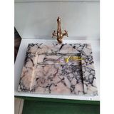 Mym Mermer Yapı Market Menekşe Mermer Gizli Giderli Modern Kare Lavabo - Beyaz - Siyah