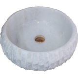 Mym Muğla Beyaz Mermer Dışı Dikey Patlatma Bombeli Lavabo