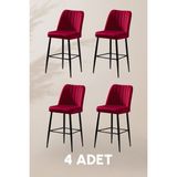 MyMassa Ada Bar Sandalye - Babyface Bordo - Metal Siyah Ayak ( 4 Adet )
