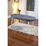 MYMASSA Bench - Milas Gri Kumaş - Ahşap Beyaz Ayak - Mutfak Benchi - Puf - Oturak