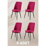 Mymassa Gold Sandalye - Yeşil - Metal Fuşya Ayak (4 Adet) - Salon Sandalyesi / Mutfak Sandalyesi Pembe